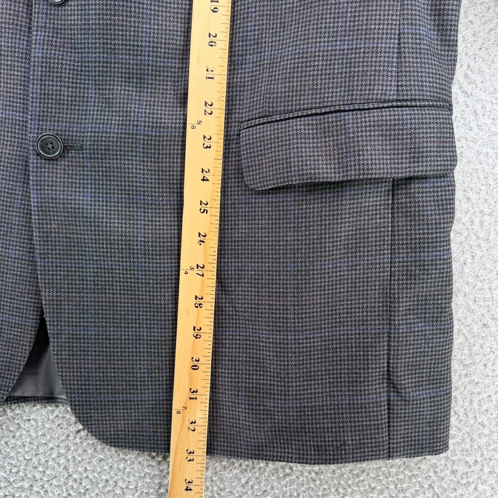 Jos A Bank Traveler Tailored Fit Sport Coat Blazer Men 48R Wool Houndstooth Gray - Picture 12 of 16
